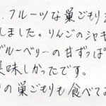 りんごのシャキシャキ感いちごブルーベリーの甘酸っぱさはすごくおいしかったです