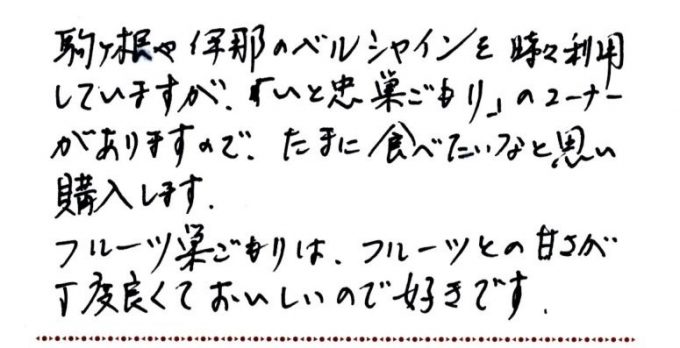 フルーツとの甘さが丁度良くておいしい